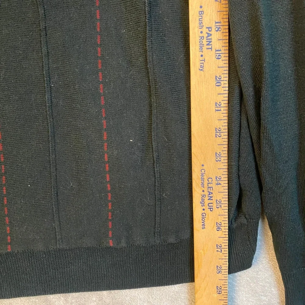 After Dark Sweater Mens 3XLT Crew Neck Black Red Striped Ribbed Knit EUC